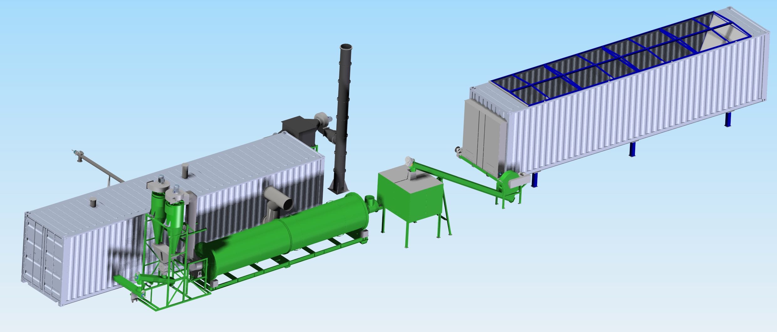 Technical visualization of the PyroChar150 integrated production system